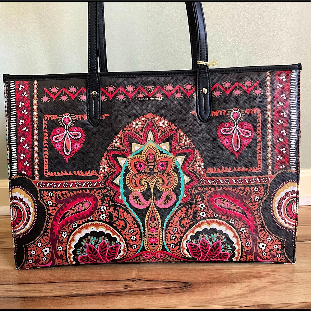 Spartina 449 multicolor print leather bag. NEVER USED includes tag.